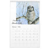 水彩画のフクロウの絵画カレンダー カレンダー (2月 2026)