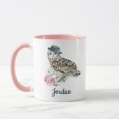 水彩画のフクロウは|あなたの名前を加えます マグカップ (左)