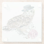 水彩画のフクロウ ガラスコースター (裏面)