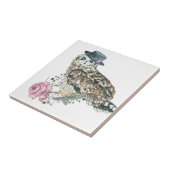 水彩画のフクロウ タイル (側面)