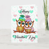 水彩画のフクロウ | バレンタインデー | 愛してる カード (正面)