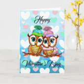 水彩画のフクロウ | バレンタインデー | 愛してる カード (黄色い花)