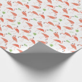 水彩画のフラミンゴのカスタムなリネン包装紙 ラッピングペーパー (角)