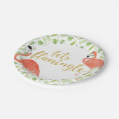 水彩画のフラミンゴのパーティーの紙皿 ペーパープレート (アングル)