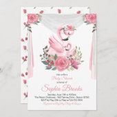 水彩画のフラミンゴのベビーシャワーの招待状 招待状 (正面/裏面)