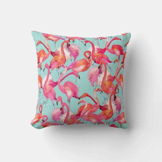 水彩画のフラミンゴは|のモノグラムを集めました クッション (正面)
