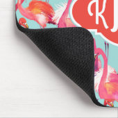 水彩画のフラミンゴは|のモノグラムを集めました マウスパッド (コーナー)