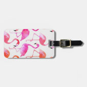 水彩画のフラミンゴ|のカスタマイズ可能な荷物のラベル ラゲッジタグ (正面横)