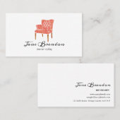 水彩画のフランスのな椅子のインテリア・デザインの足場 名刺 (正面/裏面)