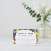 水彩画のフルーツ野菜のケイタリングビジネスカード 名刺 (スタンド正面)