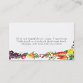 水彩画のフルーツ野菜のケイタリングビジネスカード 名刺 (裏面)