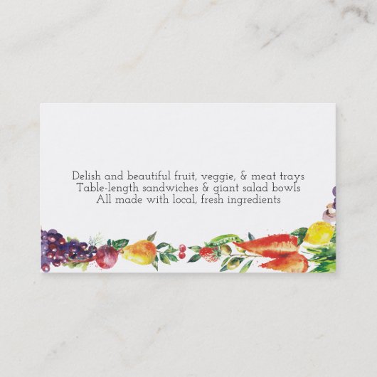 水彩画のフルーツ野菜のケイタリングビジネスカード 名刺 (裏面)
