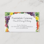 水彩画のフルーツ野菜のケイタリングビジネスカード 名刺 (正面)