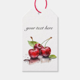 水彩画のフレッシュチェリートリオ - オーダーメイド ギフトタグ
