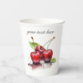 水彩画のフレッシュチェリートリオ - オーダーメイド 紙コップ (裏面)