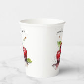 水彩画のフレッシュチェリートリオ カスタム 紙コップ (右)