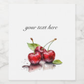 水彩画のフレッシュチェリー3つセット - オーダーメイド ワインラベル (シングルラベル)