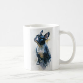 水彩画のフレンチブルドッグの座る姿 コーヒーマグカップ