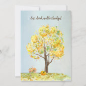 水彩画のフレンドギビング・サンクスギビング・ディナー 招待状 (裏面)