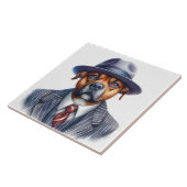 水彩画のブラウンドッグギャングのスーツ タイル (側面)