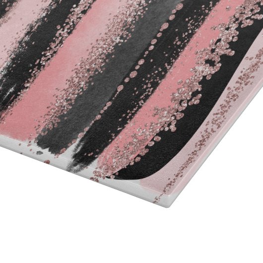 水彩画のブラシの打撃のばら色の金ゴールドのフェイクなグリッター カッティングボード (角)