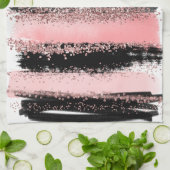 水彩画のブラシの打撃のばら色の金ゴールドのフェイクなグリッター キッチンタオル (折り畳み)