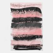 水彩画のブラシの打撃のばら色の金ゴールドのフェイクなグリッター キッチンタオル (縦)