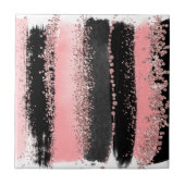 水彩画のブラシの打撃のばら色の金ゴールドのフェイクなグリッター タイル (正面)