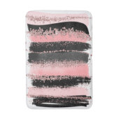 水彩画のブラシの打撃のばら色の金ゴールドのフェイクなグリッター バスマット (正面縦)