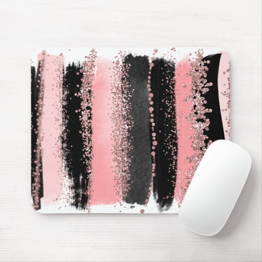 水彩画のブラシの打撃のばら色の金ゴールドのフェイクなグリッター マウスパッド (マウス)