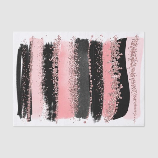 水彩画のブラシの打撃のばら色の金ゴールドのフェイクなグリッター 薄葉紙 (正面)