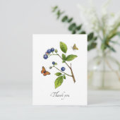 水彩画のブルーベリー フラット ありがとうカード サンキューカード (スタンド正面)