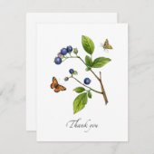 水彩画のブルーベリー フラット ありがとうカード サンキューカード (正面/裏面)