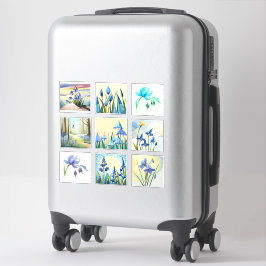 水彩画のブルーベルフラワーのスクラップブック シール