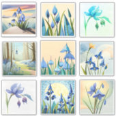 水彩画のブルーベルフラワーのスクラップブック シール (正面)