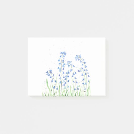 水彩画のブルーベル 花 森林 林檎 おしゃれ ポストイット (正面)