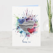 水彩画のプレゼントを持った雪だるまのカード カード (正面)