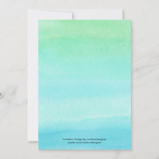 水彩画のプールを囲んでのパーティの誕生日の招待状 招待状 (裏面)