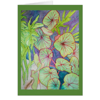 水彩画のベゴニアおよびPhilodendron