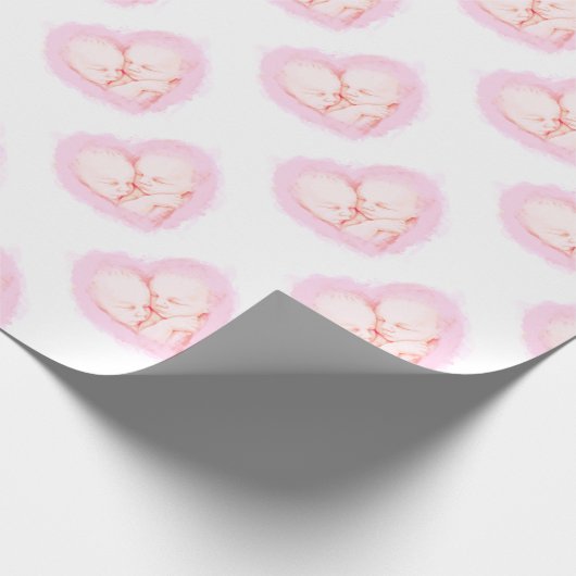 水彩画のベビーはベビーシャワーの母性を結び付けます ラッピングペーパー (角)