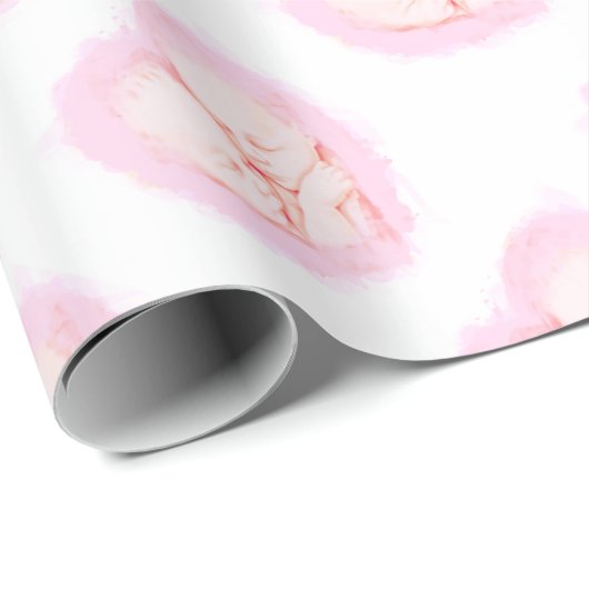 水彩画のベビーはベビーシャワーの母性を結び付けます ラッピングペーパー (ロールコーナー)