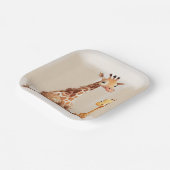 水彩画のベビーを持つマザーキリン ペーパープレート (傾斜あり)