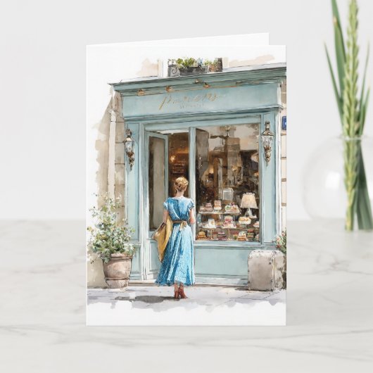 水彩画のベーカリーへの旅 カード (正面)