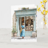 水彩画のベーカリーへの旅 カード (黄色い花)