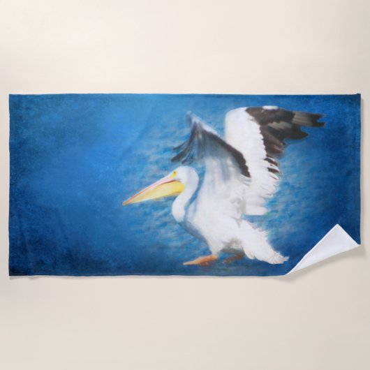 水彩画のペリカンのビーチタオル2 ビーチタオル (正面)