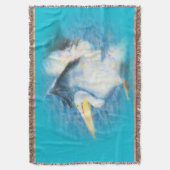 水彩画のペリカン毛布 スローブランケット (正面縦)