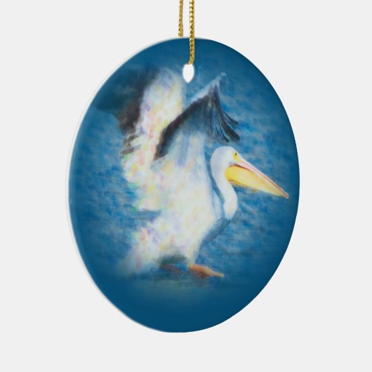 水彩画のペリカン17のオーナメント セラミックオーナメント (右)