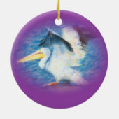 水彩画のペリカン17のオーナメント セラミックオーナメント (裏面)