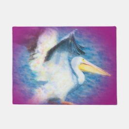 水彩画のペリカン17のドア・マット ドアマット