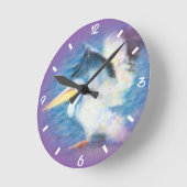 水彩画のペリカン17 ラウンド壁時計 (傾斜)